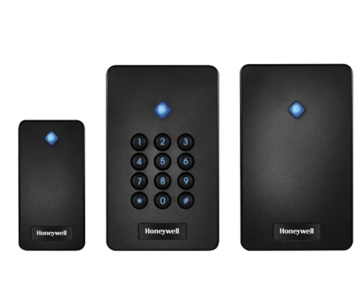 Honeywell access control keypad on a secured commercial entrance