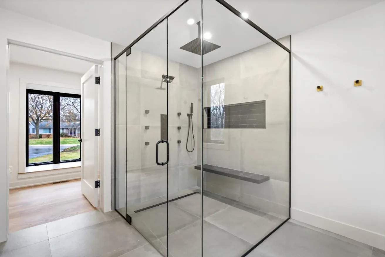 Custom glass shower door enclosure